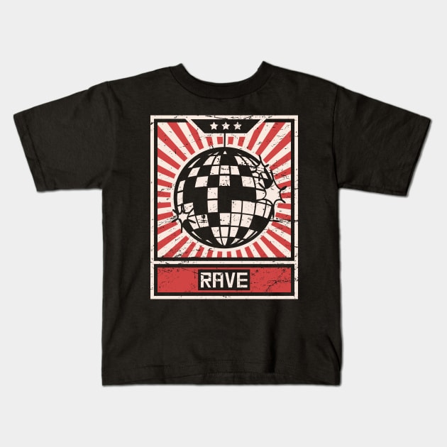 RAVE – Propaganda Disco Ball Kids T-Shirt by MeatMan